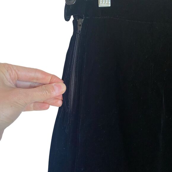 Vintage Velvet A Line Midi Skirt L Black  Studio G Fairy Grunge Goth Made USA - Picture 8 of 8